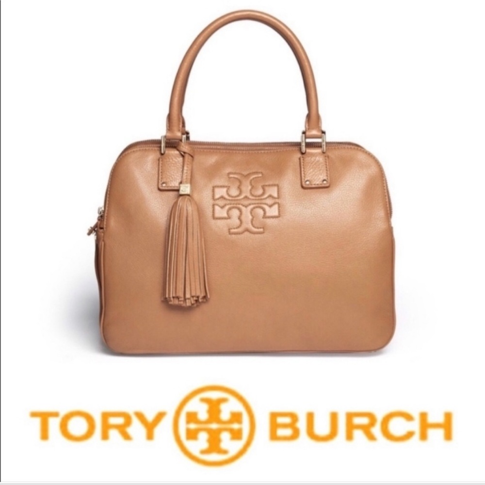 Tory Burch Royal Tan Thea Triple Zip Shoulder Bag